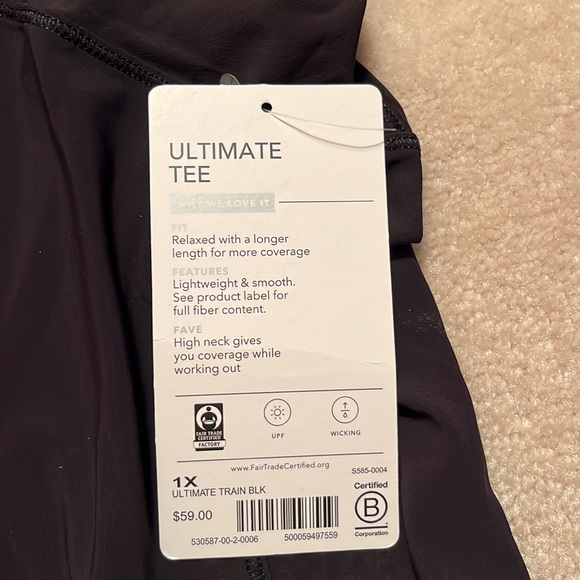 Athleta nwt black 1x workout t - Picture 4 of 6